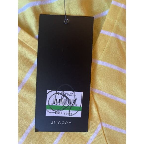 JNY SIGNATURE Womens Large Yellow Cap Sleeve V-Neck Cotton Top NWT - Picture 3 of 7